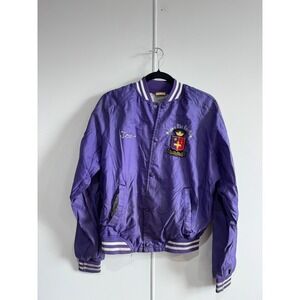 Vintage Chalk Line Jacket Mens Medium Purple Sigma Phi Epsilon Satin Bomber 80s